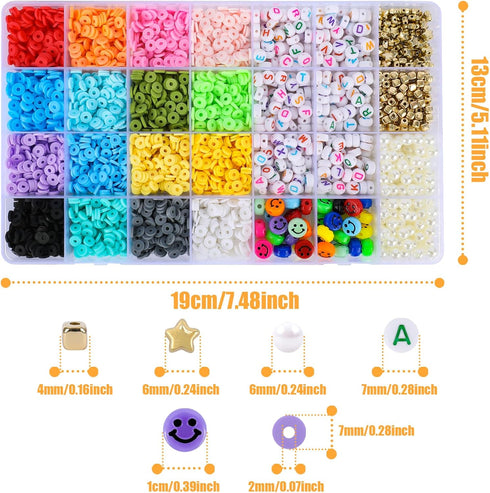 Bracelet Making Kit Beads for Girls, 12 Color Clay Beads Friendship Alphabet Beads Jewelry Making Kit, Seed Beaded Smile Butterfly Beaded for Heis...
