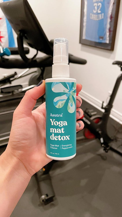 ASUTRA Yoga Mat Cleaner Spray (Energizing Peppermint), 4 fl oz - No Slippery Residue, Organic Essential Oils, Deep-Cleansing for Fitness Gear & Gy...