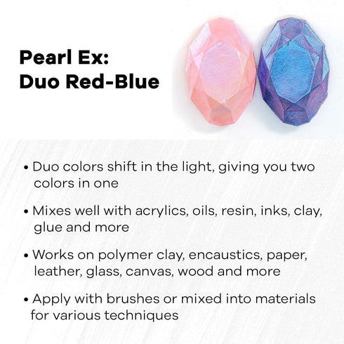 Jacquard Pearl Ex Pigment Powder 0.5 oz Duo Red/Blue - Loose Mica Powder for Epoxy Resin, Watercolors, Calligraphy Ink & Clay - Epoxy Pigment Powd...