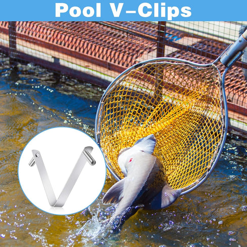 12Pcs Pool Brush Clip V-Shaped Clip, Easy to Install Pool Accessories Tools Pool Pole Clips Pool Hooks for Poles, Applies to Stainless Steel Clips...