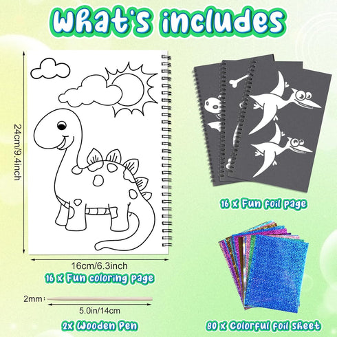 Art & Craft Activity,Foil Fun Dinosaur DIY Art Kits,No Mess Creative Foil Art Kits Set Drawing Game for Kids,Birthday Gifts Crafts Supplies Kits T...