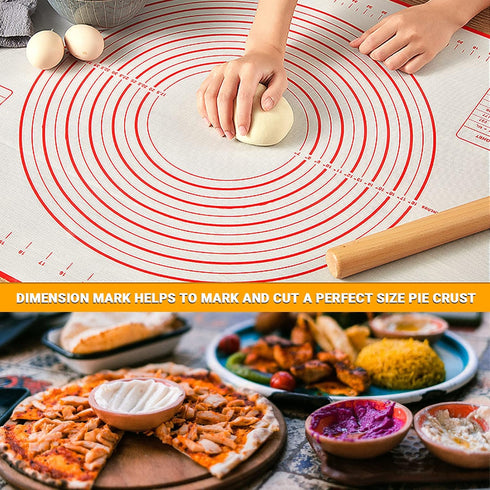 Silicone Baking Mat, Qidoe (16"x 24") Extra Thick Non Stick Baking Mat with Measurement Fondant Mat/Dough Rolling Mat/Counter Mat/Pizza Mat/Oven L...