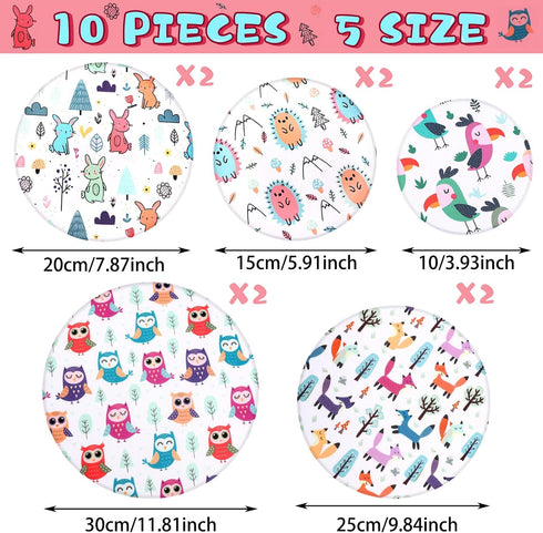 Patelai 10 Pieces Bowl Covers Reusable in 5 Size Stretch Cloth Fabric Bowl Covers Elastic Food Storage Covers Cotton Bread Bowl Covers Reusable Li...