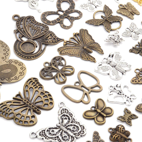100g Mixed Butterfly Charms Vintage Fly Insect Pendant Charms for Necklace Bracelet Jewelry Making Crafting...