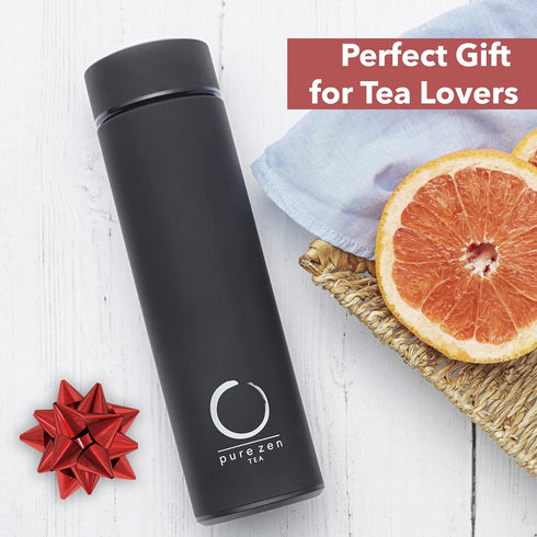 Pure Zen Tea Thermos with Infuser for Hot and Cold Infusions, Coffee and Fruit-Infused Water - Stainless Steel - Tea Infuser Bottle - Leakproof Tr...