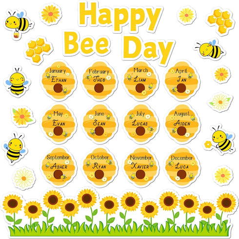 Bee Birthday Bulletin Board Happy Bee Day Bulletin Board Set Happy Birthday Classroom Supplies Honeycomb Bulletin Board Decoration Bee Cutouts Sun...