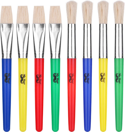 Mr. Pen- Paint Brushes for Kids, 8 Pcs, Toddler Paint Brushes, Chubby Paint Brushes, Flat Paint Brush, Kids Paint Brush Set, Washable Paint Brush ...