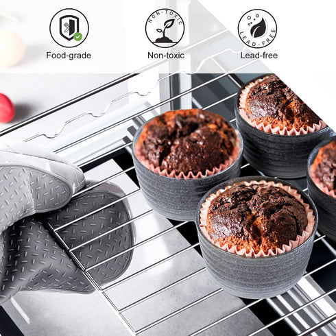 UNICASA Ramekin Set of 2, 8 oz Creme Brulee Ramekins, Oven Safe Baking Set for Custard, Pudding, Souffle Cups, Reactive Gray...