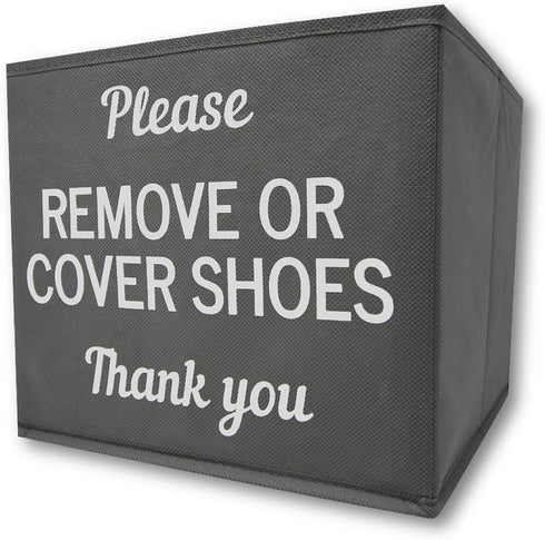 Shoe Cover Box | Disposable Shoe Bootie Holder For Realtor Listings and Open Houses | Please Cover or Remove Shoes Bin | Shoe Bootie Box (Grey)...