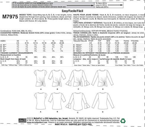 McCall Pattern Company McCall's Women's Twist Front Shirt Sewing Patterns, Sizes 16-26, various, White...