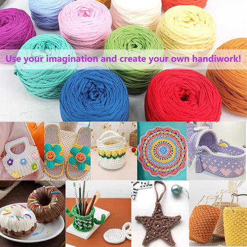 350g Crochet Yarn,Yarn for Crocheting,Thick Knitting Yarn,Elastic Fabric Cloth T Shirt Yarn, Spaghetti Yarn Soft Yarn for Hand DIY Dolls Bags Bask...