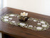 Beautiful White Magnolia Floral Design and Green Leaves Embroidered Cutwork Edges on Brown Polyester Linen Table Runner, Table Centerpiece, Dresse...