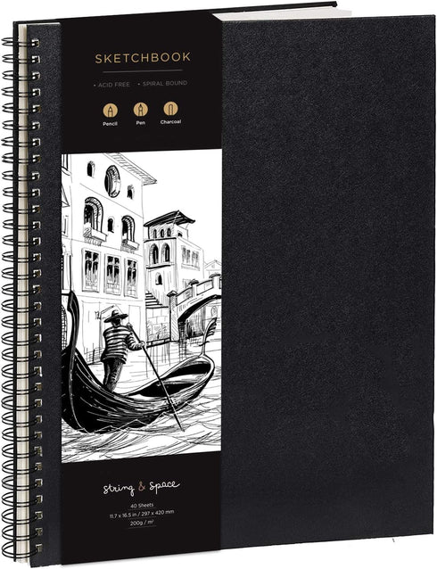 Artist’s Sketchbook Hardcover – 200GSM Very Thick Paper – Large, Spiral Sketch Book for Drawing and Mixed Media – Sketch Pad, Art Book - 11.4 x16....