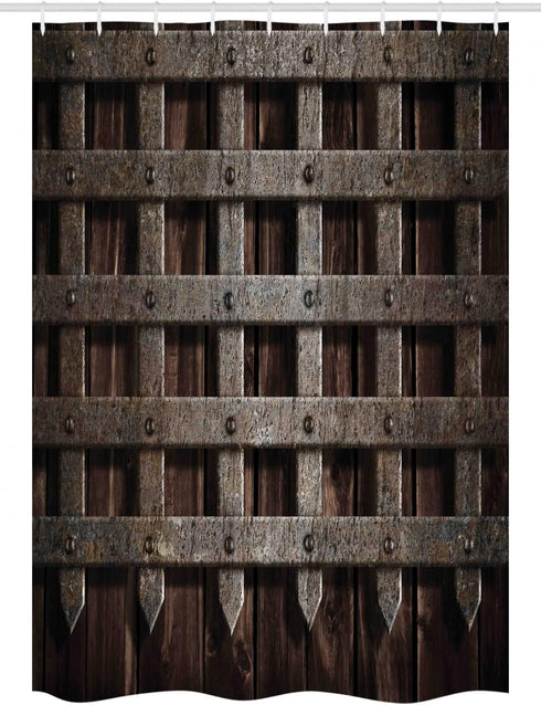 Ambesonne Medieval Stall Shower Curtain, Medieval Wooden Castle Wall and Gate Greek Style Mid-Century Designed Artwork Print, Fabric Bathroom Deco...