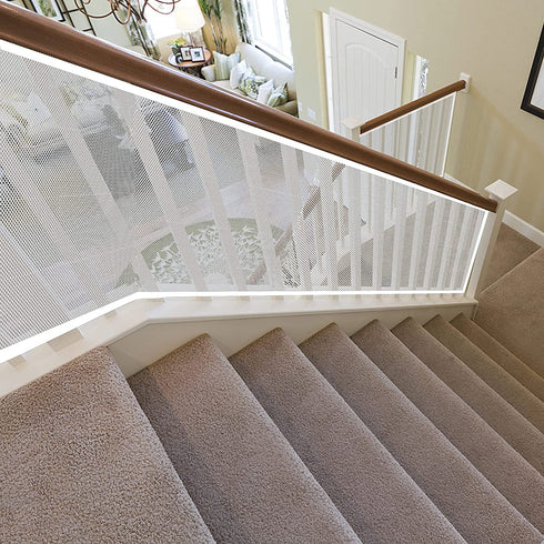 JIFTOK Baby Gate for Stairs, Banister Guard for Kids, Pets, Toys, 10ft L x 2.66 ft H, Mesh Netting Safety Net for Balcony Rail Stair, Stairway Net...