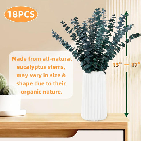 Dried Eucalyptus Leaves Shower Decor - 18PCS 17” Large Fresh Eucalyptus Shower Plant for Shower Eucalyptus Hanging Artificial Flower Green Bathroo...