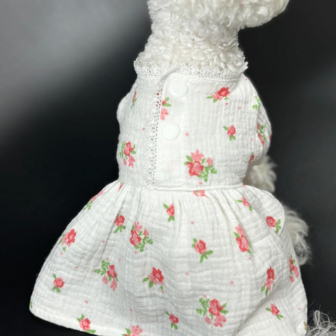 Floral Dog White Dress for Small Dog Girl Chihuahua Yorkies Princess Dress Summer Skirt for Puppy Kitten S...