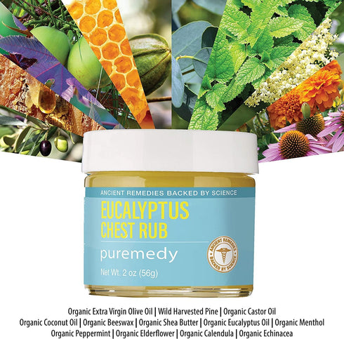 Puremedy Eucalyptus Chest Rub, Homeopathic Remedy to Promote Deep Breathing and Relaxation (2oz)...