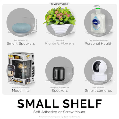 4.5" Small Baby Monitors & Speaker Wall Mount Shelf, Adhesive & Screw in, Also for Security Cameras, WiFi Routers, Decor, Plants, Photos, Kitchen,...