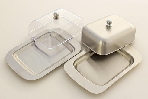 Zoie + Chloe Stainless Steel Butter Dish with Easy to Hold Lid...