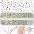 Jewelry Adhesive Glue with Flat Back Rhinestones kit, 6 Sizes 2500Pcs Clear ab clear No Hotfix Rhinestones for Nail Art Craft with Bow Tweezers an...