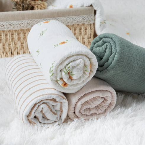 Meracorallo Muslin Swaddle Blanket, 100% Organic Cotton Receiving Blanket Soft and Breathable Swaddle Wrap for Baby Boys and Girls (Roman Green)...