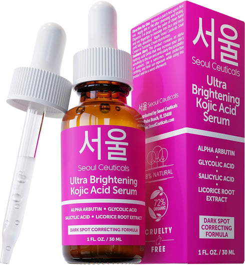 SeoulCeuticals Korean Skin Care Kojic Acid Serum Alpha Arbutin Serum – Dark Spot Remover Corrector Glycolic Acid Serum + Salicylic Acid K Beauty 1...