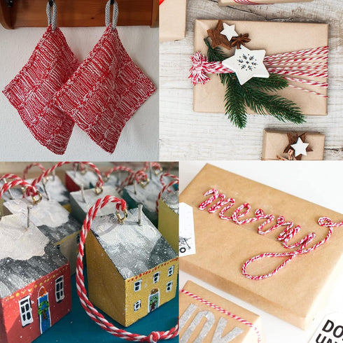 Red and White Twine, Christmas Twine String, 656 Feet Cotton Baker's Twine Cotton Cord Crafts Gift Twine String for Crafts, Gift Wrapping, Party, ...
