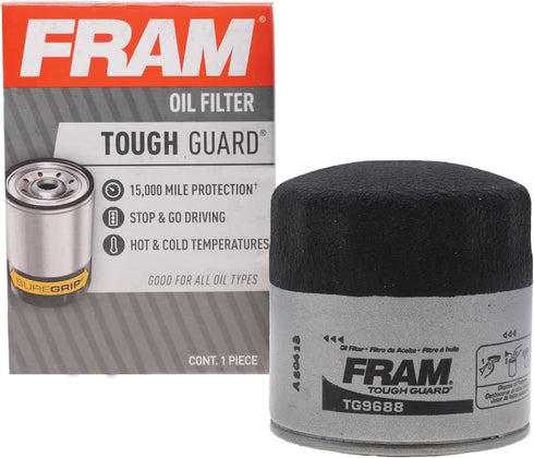 FRAM Tough Guard TG9688 15K Mile Change Automotive Replacement Interval Spin-On Engine Oil Filter for Select Vehicle Model Years, Superior Vehicle...