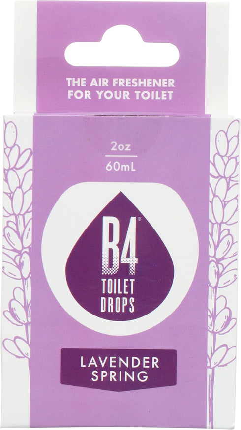B4 Toilet Drops Toilet and Bathroom Deodorizer Drops, 2 Ounce Bottle (Lavender Spring)...