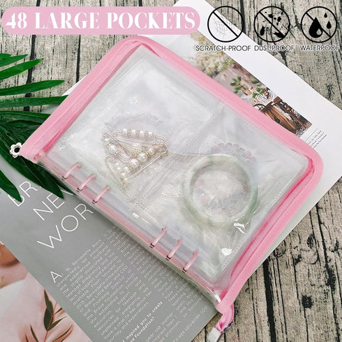 Bracelet Holder Travel Jewelry Organizer Case Transparent Jewelry Storage Book for Earring Necklace Ring with Small Clear Zippered Pouch...