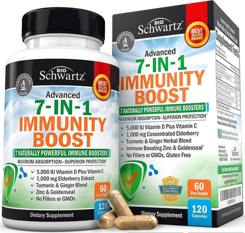 Immune Support Supplement with Zinc Vitamin C Vitamin D 5000 IU Elderberry Ginger D3 Goldenseal - Dr Approved Immunity Vitamins for Adults Women a...