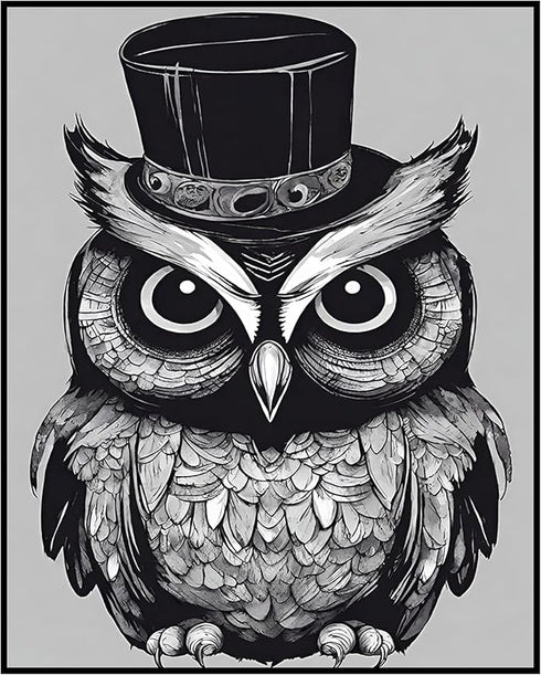 Posterizer 1 pcs- dapper gothic owl with a top hat-Gothic Art-Art for Animal Lovers- Living Room Bedroom Decor- unframed wall art...