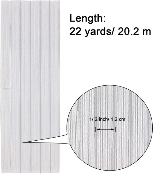 Shappy White Elastic Band for Sewing Knit Elastic Band(1/2 Inch X 22 Yards)...