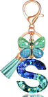 JINGUAZI Initial letter Keychains for Women Tassel Butterfly Pink Purple Cute Car Keychain for Wallet Backpack bag charm...