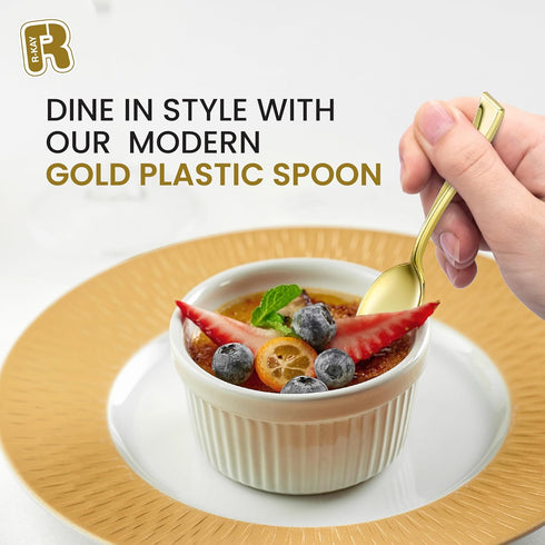 100 Pack Gold Small Spoons - 4 Inch Gold Mini Spoons - Heavy duty Mini Spoons For Dessert, Ice Cream, Tastings, Cocktails, BPA Free Dessert Spoons...