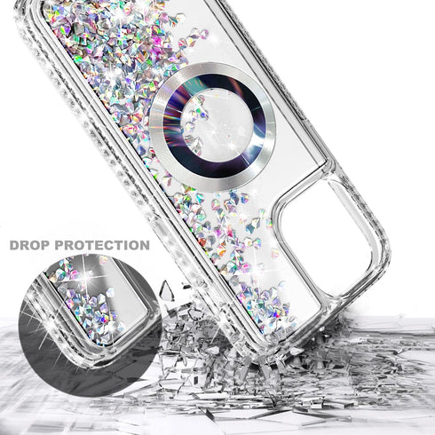 Designed for iPhone 15 Pro Max Magnetic Case Compatible with MagSafe, Tempered Glass Screen Protector/Camera Lens Protector/Wrist Strap Lanyard, G...