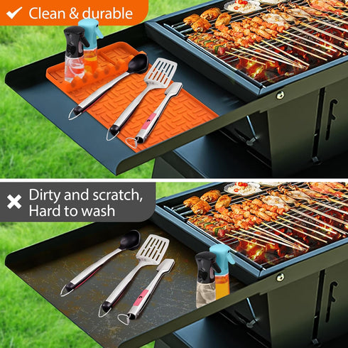 Silicone Griddle Tools Mat for Blackstone,Spatula Mat with Drip Pad Grill Mat,Side Shelf Mat for Blackstone Food Grade Grill BBQ Caddy Utensils Ho...