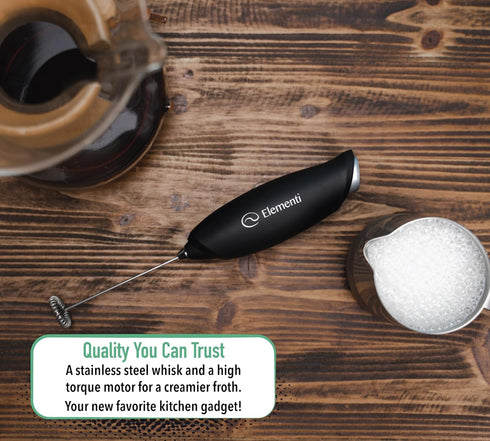 Elementi Milk Frother Wand - Hand Frother for Coffee - Drink Frother - Coffee Mixer Wand - Cold Foam Frother - Electric Stirrer for Drinks - Hand ...