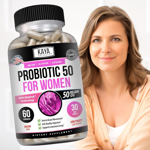 Kaya Naturals Probiotic 50 Billion CFU | Probiotics for Women, Probiotics for Men and Adults, Natural | Gut Health & Immune Support Supplement | P...