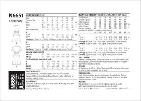 New Look Sewing Pattern N6651 Misses' Button Front Dress with Elastic Waist, A (10-12-14-16-18-20-22), Various...