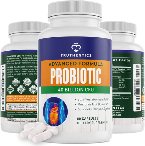 Probiotic 40 Billion CFUs with Prebiotics - Probiotics with Lactobacillus and Bifidobacterium Probiotic for Men & Women for Digestive Health - Mad...