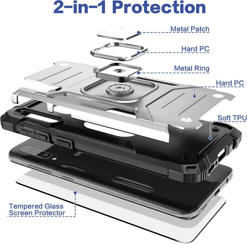 for Galaxy A50 Case with Screen Protector,Hybrid Drop Test Slim Fit Cover with Car Mount Kickstand Slim Fit Protective Phone Case for Galaxy A50/A...
