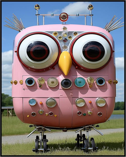 Posterizer 1 pcs-cute robotic owl with big eyes-Abstract & Modern Art-Fantasy & Fiction Art-Gift for Girls, Boys, Teens-decor for Girls, Teens Bed...
