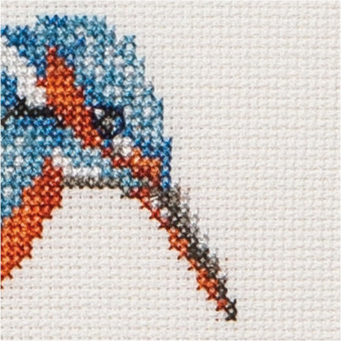 Thea Gouverneur - Counted Cross Stitch Kit - Kingfisher - Aida - 14 count - Embroidery Kit for Adults - DMC Embroidery Threads and other Cross Sti...