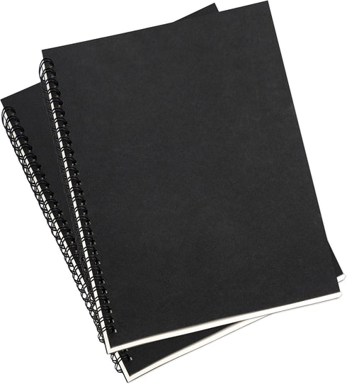 2 Pack College Ruled Notebook, Soft Black Cover Spiral Notebook, Memo Notepad Sketchbook, Students Office Business Diary Spiral Book Journal, 50 P...