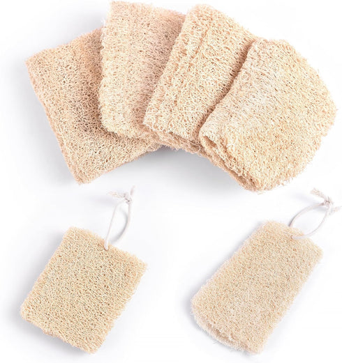 KADS Natural Loofah Sponge, Unbleached, 4 Pcs Luffa in Bulk, Eco Friendly Deep Clean Exfoliating Bath Scrubber for Adults, Men and Women Shower an...
