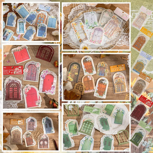 BENOSPACE 90Pcs Aesthetic Scrapbook Paper Vintage Flower Garden Door Scrapbooking Supplies Window Frames Borders Junk Journal Journaling Bullet Ki...