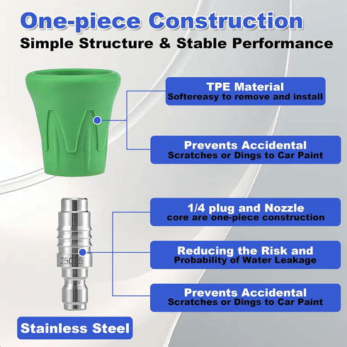 Pressure Washer Nozzle Guard, Stainless Steel High Power Washer Nozzle Tips Set with Upgraded Rubber Protector Cover, 5Pcs Pressure Washing Nozzle...