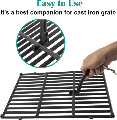 Cast Iron Grill Grate Lifter, Cooking Grid Lifter Gripper for Big Green Egg, Primo Kamado Charcoal Grill Smoker...